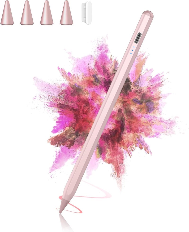 HZD Stylus Pen for iPad 2025-2018 Faster Charge Apple Pencil with Tilt Sensitivity & Palm Rejection & Magnetic Compatible iPad 11/10/9/8/7/6, Pad Air 3/4/5, Pro 12.9"/11", Mini 6/5, M2/M4 Rose - Image 1